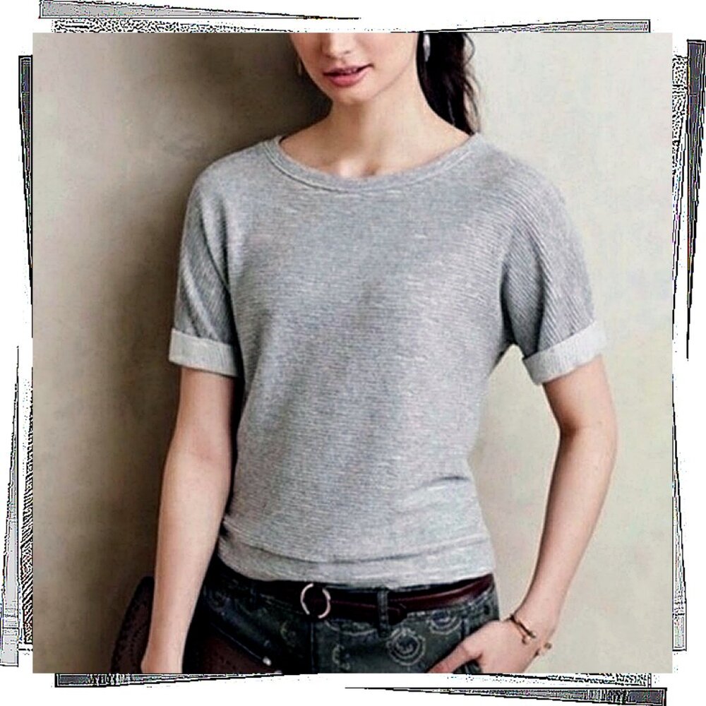 Lightweight Gray Ribbed "Ridgeline" Top (S) by Dolan